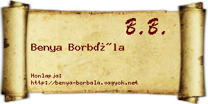 Benya Borbála névjegykártya